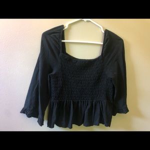 Black Smocked Top
